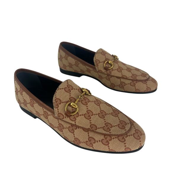 Gucci Jordaan Canvas GG Monogram Horsebit Loafers in Beige Ruggine Rust - Picture 5 of 14
